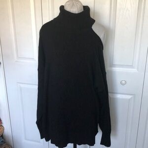 The Drop Turtleneck Soft Black Open Shoulder Sweater Plus Size 2X NWT